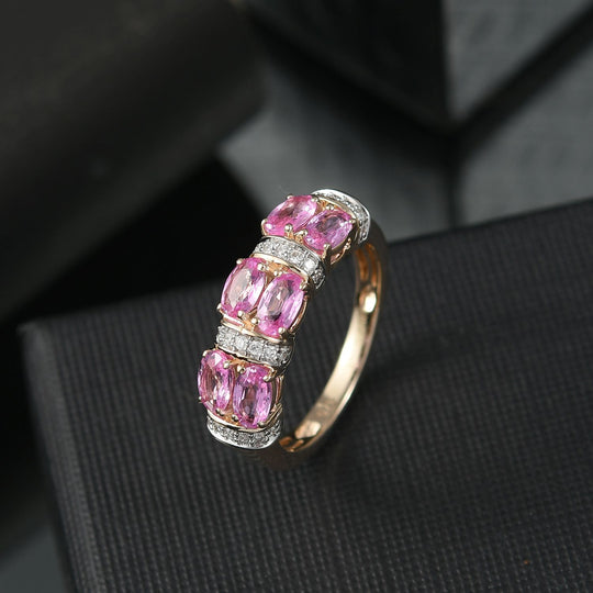 LUXURIANT - AAA Rosa Saphir, Lab Grown Diamant Ring 375 Gelbgold (Größe 19.00) ca. 1.85 ct