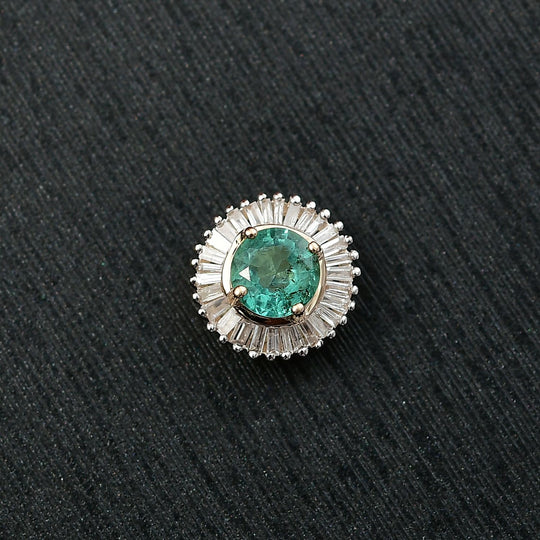 AAA Kagem Sambischer Smaragd, Weißer Diamant Anhänger 375 Gold ca. 0,62 ct.