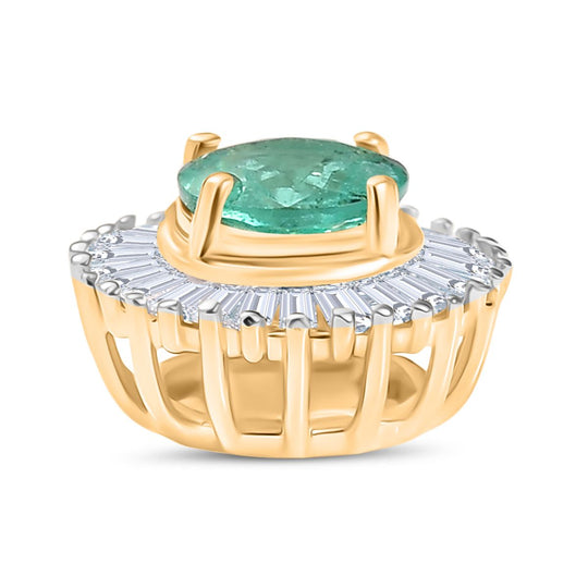 AAA Kagem Sambischer Smaragd, Weißer Diamant Anhänger 375 Gold ca. 0,62 ct.