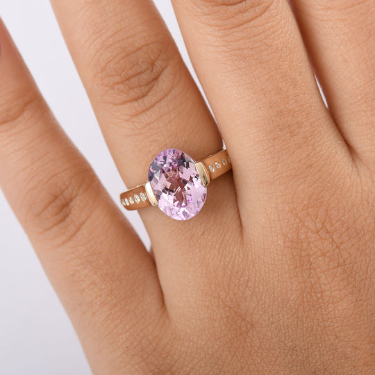 AAA Martha Rocha Kunzite, Weißer Diamant Ring 375 Gold (Größe 18.00) ca. 5,38 ct