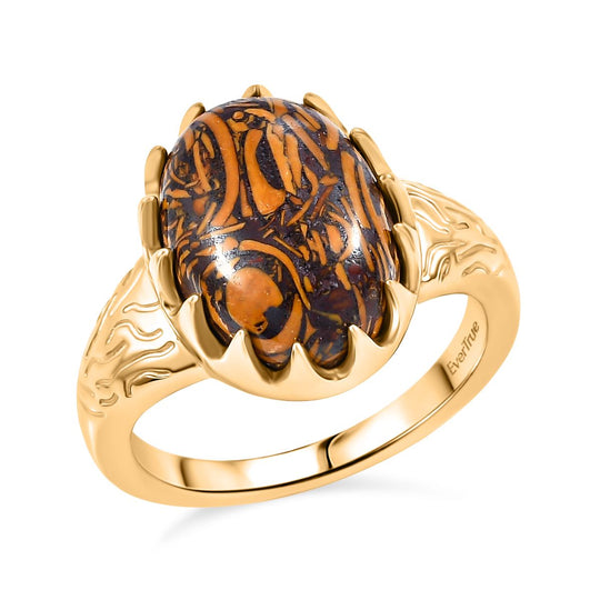 EVER TRUE - Skript Stein Ring, Nickelfreies Messing goldfarben, (Größe 21.00) ca. 6.38 ct