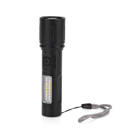 LIVMORE - 6 in 1 LED-Taschenlampen aus Metall mit SOS Funktion, wiederaufladbar, 14x3,5 cm, Rosa