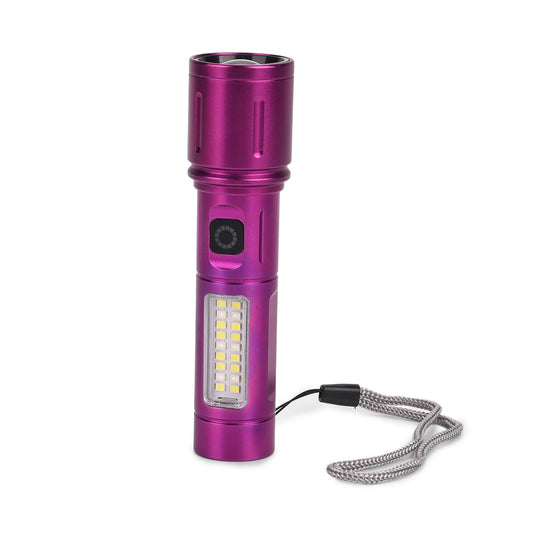 2er-Set LED-Taschenlampen aus Aluminium, wiederaufladbar, 14x3,5 cm, Schwarz