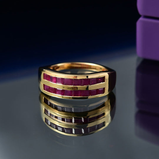 AA Natürlicher Burmesischer Rubin Ring, 925 Silber 750 Gelbgold Vermeil (Größe 19.00) ca. 1.95 ct