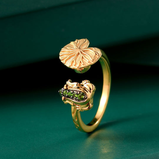 GP Trionfo Kollektion - Natürlicher Chromdiopsid, Kanchanaburi Blauer Saphir Ring 925 Silber Gelbes Gold (Größe 18.00)