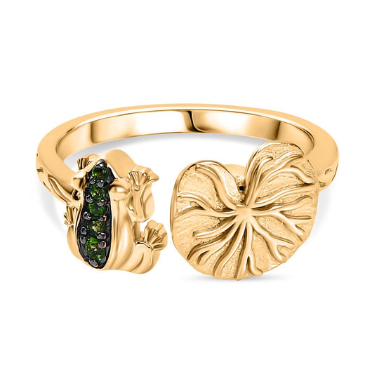 GP Trionfo Kollektion - Natürlicher Chromdiopsid, Kanchanaburi Blauer Saphir Ring 925 Silber Gelbes Gold (Größe 18.00)