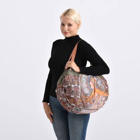 Schultertasche mit Kunst-Print, Faltbares Design, ca. 40x30x12 cm, Sonnenblumen