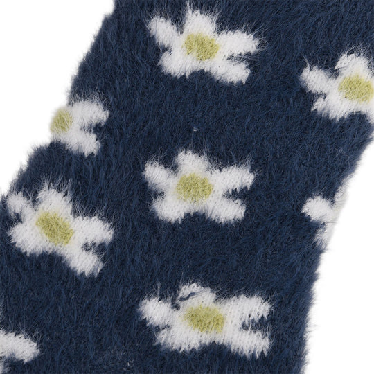 SHERPA Kuschelsocken mit Blumen-Design und rutschfester Sohle, Einheitsgröße, Dunkelblau
