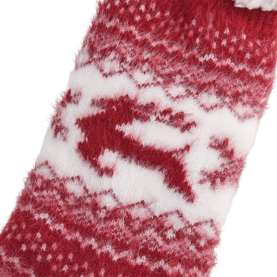 Kuschelige Sherpa-Socken mit Rentier-Motiv, Altrosa