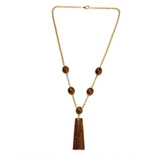 EVER TRUE - Skript Stein Halskette ca. 45 cm, Nickelfreies Messing goldfarben, ca. 58.79 ct