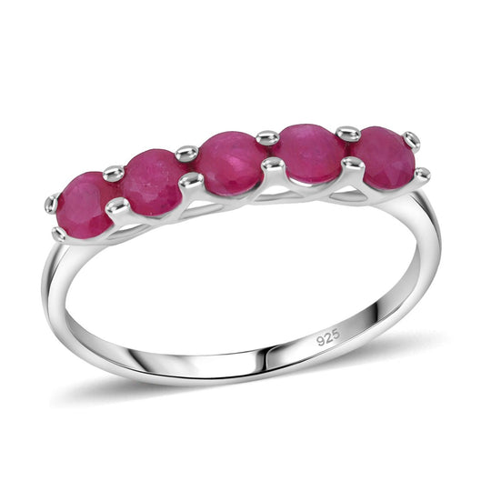 Burmesischer-Rubin Ring 925 Silber rhodiniert (Größe 17.00) ca. 1.20 ct