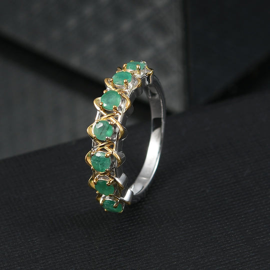 D joy Socoto Smaragd Ring 925 Silber platiniert und vergoldet (Größe 21.00) ca. 0.80 ct