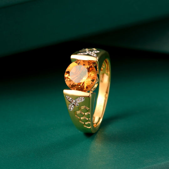 GP Trionfo Kollektion - AA Serra Gaucha Citrin, Kanchanaburi Blauer Saphir Ring 925 Silber 750 Gelbgold Vermeil (Größe 17.00) ca. 1,87 ct