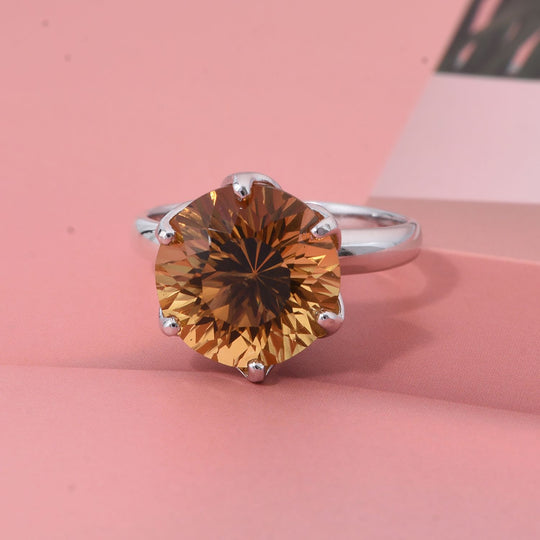 ShopLC Exklusiv: Millennial-Schliff, Citrin Ring 925 Silber rhodiniert (Größe 18.00) ca. 6.30 ct
