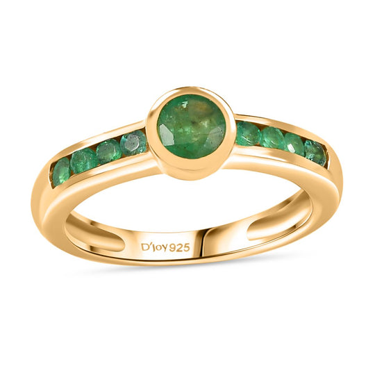 Timeless Embrace - D joy Kagem Sambischer Smaragd Ring 925 Silber 750 Gelbgold Vermeil (Größe 18.00) ca. 0.76 ct