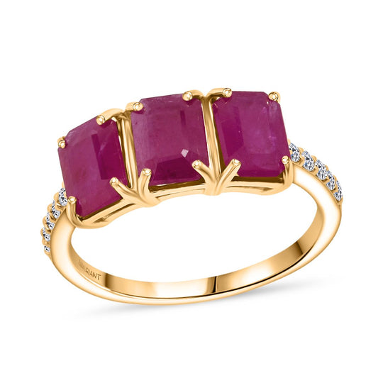 AAA Natürlicher burmesischer Rubin, Weißer Diamant Ring 375 Gold (Größe 19.00) ca. 3.44 ct