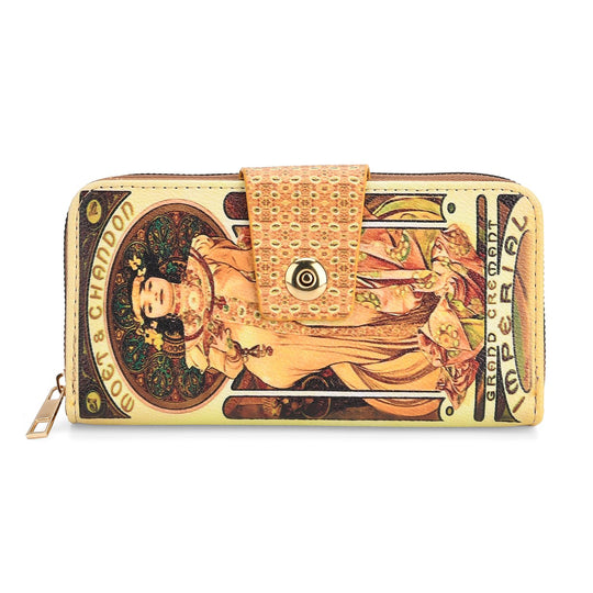 Langbörse mit Alphonse-Mucha-Motiv, 19x4x9 cm, Gelb