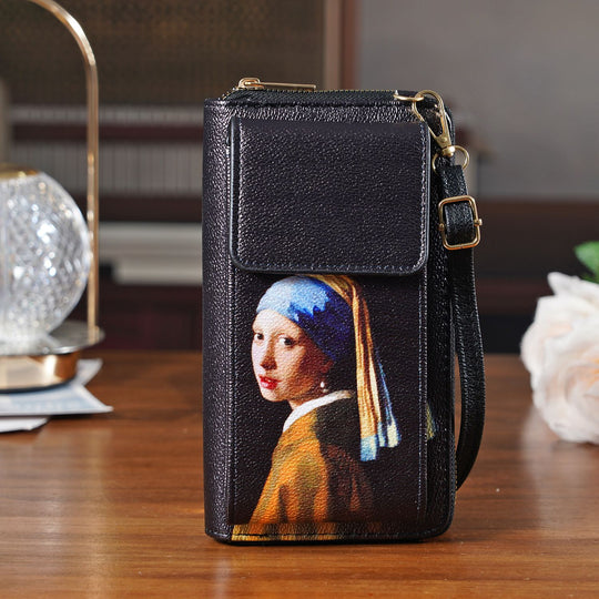 MUSEUM COLLECTION - Crossbody-Bag mit Mädchen mit dem Perlenohrring Vermeer, Größe 20x11x2 cm, Schwarz