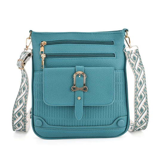 Elegante Umhängetasche aus feinem Lederimitat mit Mehrfachfächern, 24x27 cm, Steingrau