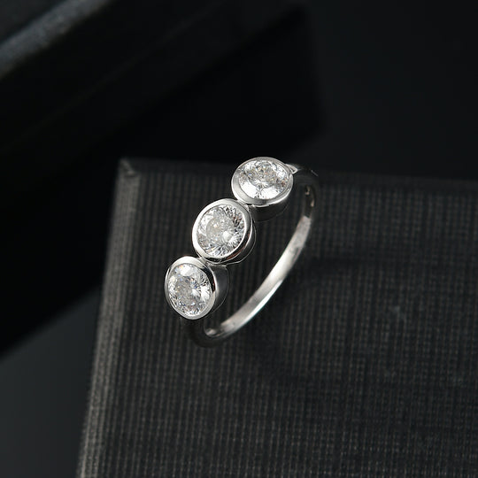 D’joy 100 Facetten Moissanit Ring 925 Silber rhodiniert (Größe 21.00) ca. 1,37 ct