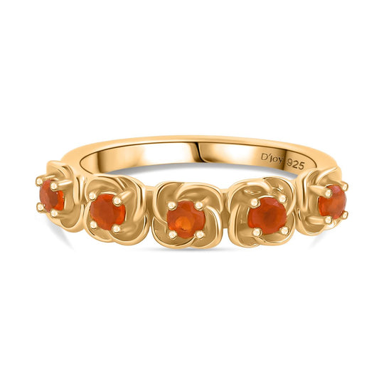 Djoy Mexikanischer Purpurroter Feuer Opal Ring 925 Silber 750 Gelb Vergoldet (Größe 20.00) ca. 0.28 ct