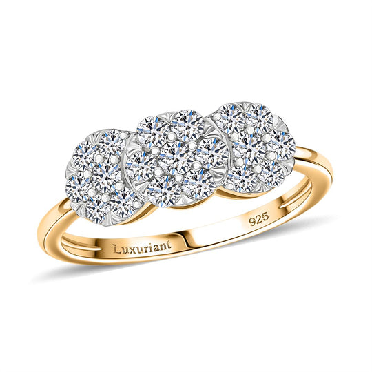LUXURIANT DIAMOND - Lab Grown Diamant SI-GH SGL zertifiziert Ring 925 Silber 750 Gelbgold Vermeil (Größe 18.00) ca. 1.00 ct