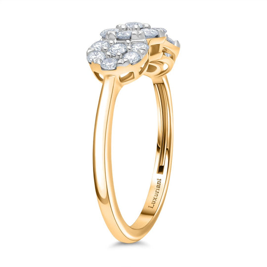 LUXURIANT DIAMOND - Lab Grown Diamant SI-GH SGL zertifiziert Ring 925 Silber 750 Gelbgold Vermeil (Größe 18.00) ca. 1.00 ct
