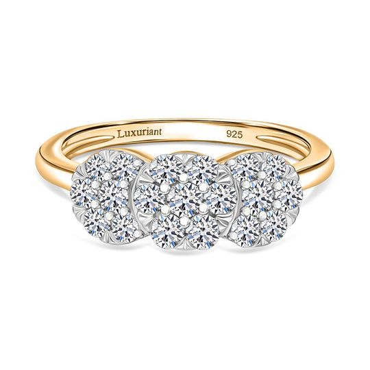 LUXURIANT DIAMOND - Lab Grown Diamant SI-GH SGL zertifiziert Ring 925 Silber 750 Gelbgold Vermeil (Größe 18.00) ca. 1.00 ct