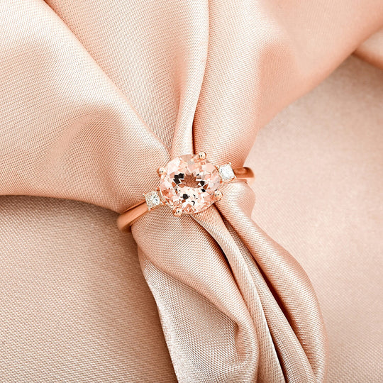 LUXORO zertifizierter und geprüfter AAA Morganit und I2 Diamant Ring in 585 Roségold - 1,80 ct.