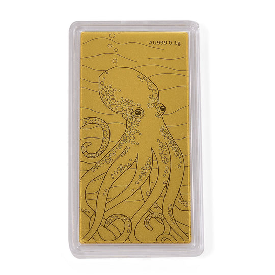 999er Goldbarren mit Oktopus Motiv