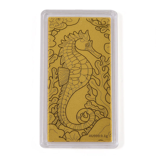 999er Goldbarren mit Seepfärdchen Motiv