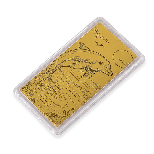 999er Goldbarren mit Delfin-Motiv
