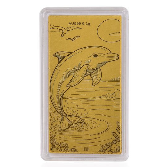 999er Goldbarren mit Delfin-Motiv