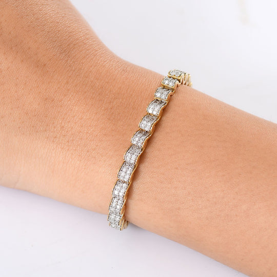 LUXURIANT DIAMANT - Lab Grown Diamant SI-GH SGL zertifiziert Armband ca. 20 cm 925 Silber 750 Gelbgold Vermeil ca. 4,50 ct.