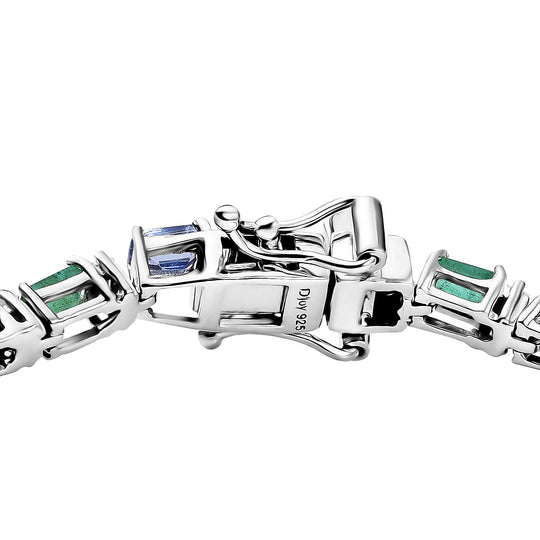 D'Joy AA Tansanit,Kagem Sambischer Smaragd und Moissanit Armband ca. 16.5 cm 925 Silber rhodiniert ca. 5.77 ct
