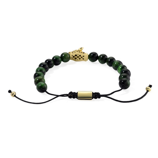Tigerauge, Grüner Zirkonia Armband, Flexibles, Messing Standard