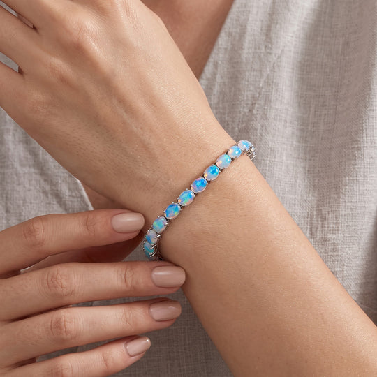 AA Natürlicher, äthiopischer Welo Opal Armband ca. 19 cm 925 Silber rhodiniert ca. 16.25 ct