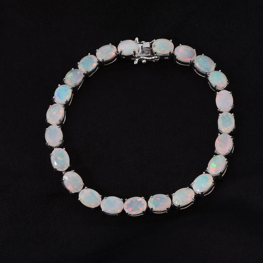 AA Natürlicher, äthiopischer Welo Opal Armband ca. 19 cm 925 Silber rhodiniert ca. 16.25 ct