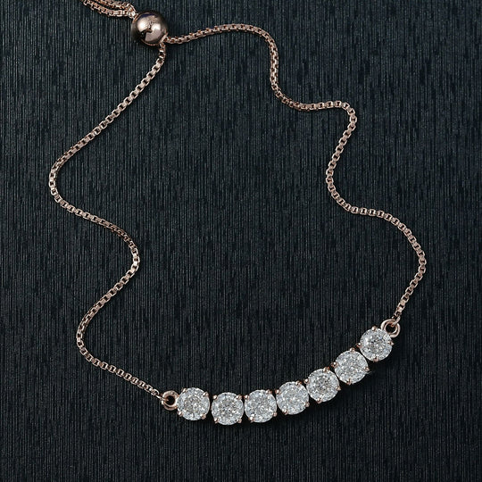 D’joy 100 Facetten Moissanit Armband ca. 19 cm 925 Silber rhodiniert ca. 3.38 ct