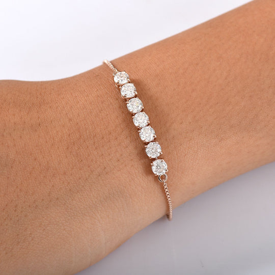 D’joy 100 Facetten Moissanit Armband ca. 19 cm 925 Silber rhodiniert ca. 3.38 ct