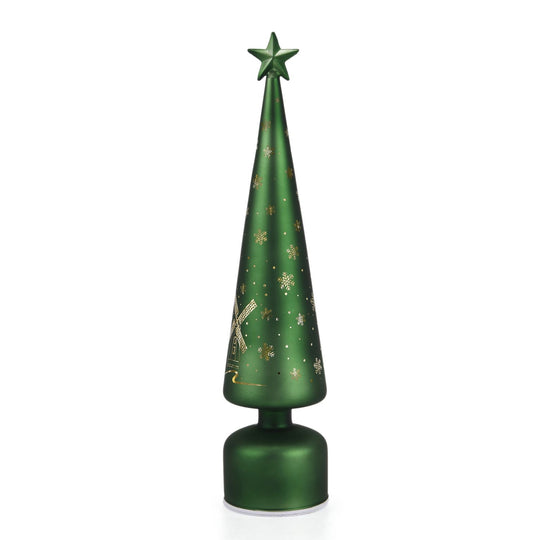 LED-Deko-Tannenbaum mit drehendem Licht, Glas, 9x41 cm, Gold