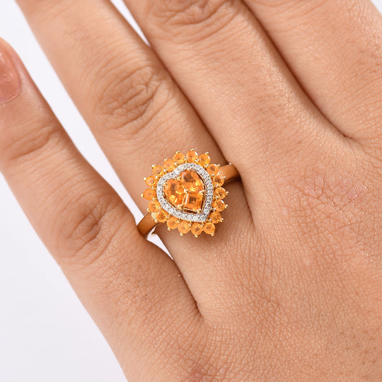 D joy Blaze Feueropal Ring 925 Silber 750 Gelbgold Vermeil (Größe 17.00) ca. 1,10 ct