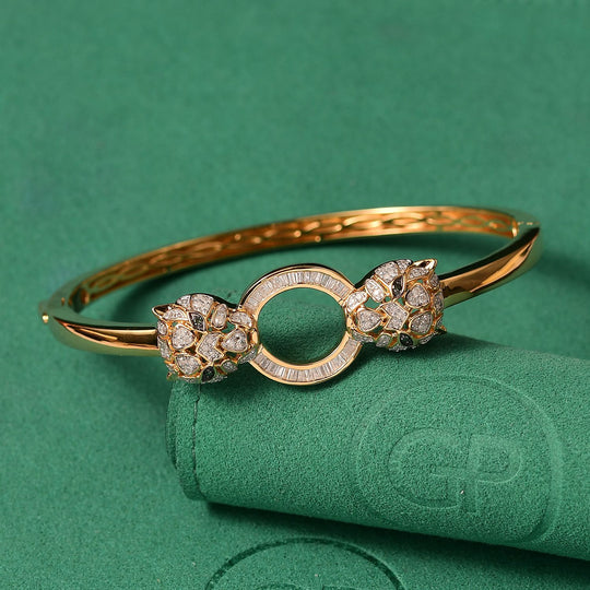 GP Trionfo Kollektion- Kanchanaburi Blauer Saphir, Weißer Diamant Armreif ca. 19 cm 925 Silber 750 Gelbgold Vermeil ca. 1.02 ct