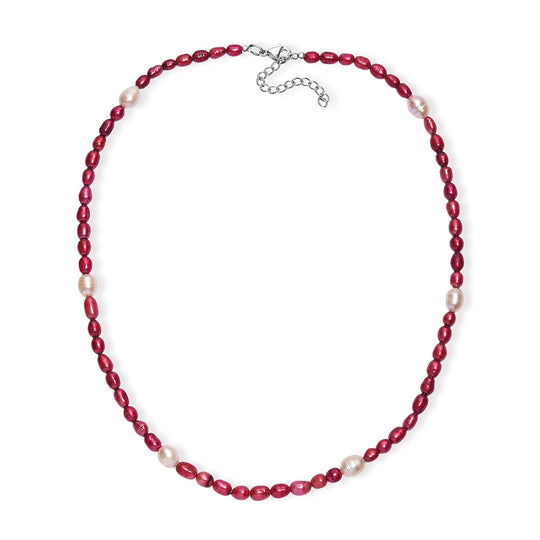 Rosa Süßwasser Perle, Süßwasser Perle Halskette ca. 45 cm 316L Edelstahl