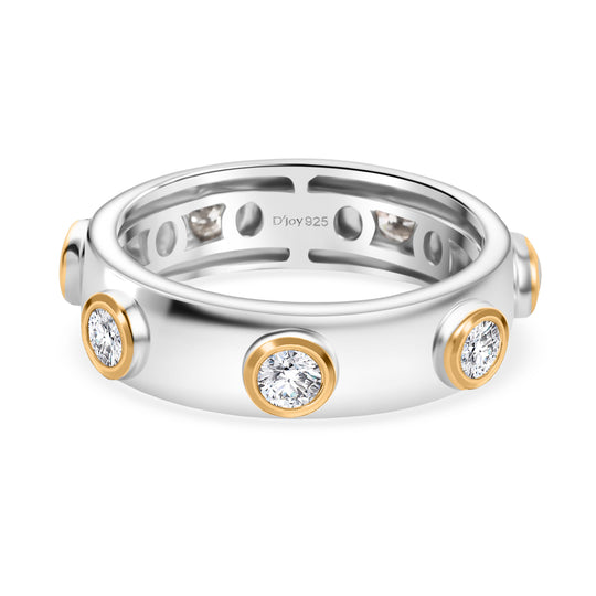 Djoy Moissanit Ring 925 Silber platiniert und vergoldet (Größe 19.00) ca. 0.70 ct