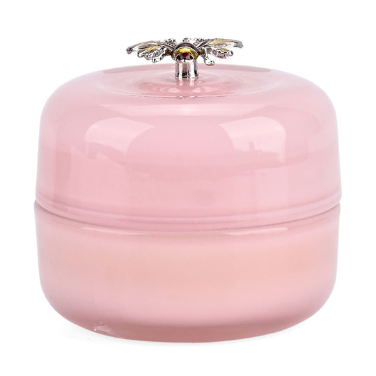 LIVMORE - Duftkerze im Glas mit Bienenmotiv, 24 Std. Brenndauer, 120g, 3,6 ml ätherisches Öl, Lavendel und Jasmin, Rosa