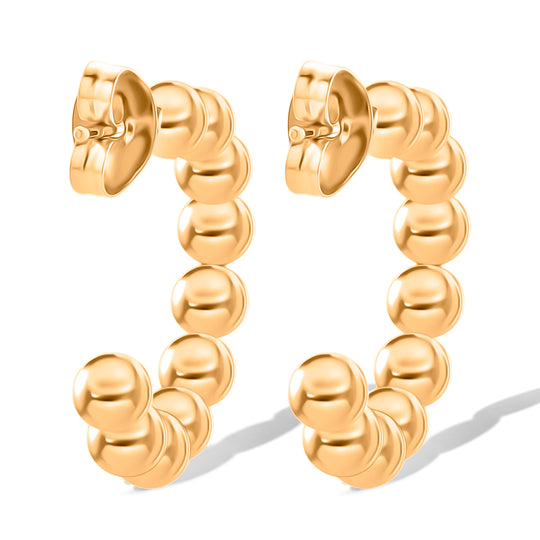 Kugelstruktur-Creolen, 316L Edelstahl , goldfarben