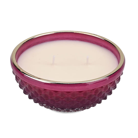 LIVMORE - Duftkerze im dekorativen Glas, Tabak und Oudh, 36 Std. Brenndauer, Purpurrot