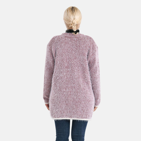Kuschelweicher, langer Übergangs-Cardigan mit 2 Taschen, gestrickt, Rot