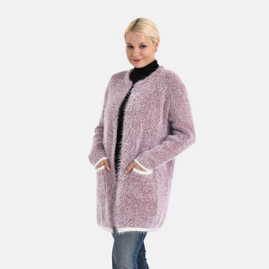 Kuschelweicher, langer Übergangs-Cardigan mit 2 Taschen, gestrickt, Rot